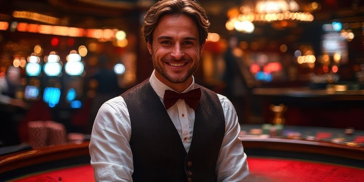 Live Baccarat dealer table on reuni slot with Player and Banker cards visible